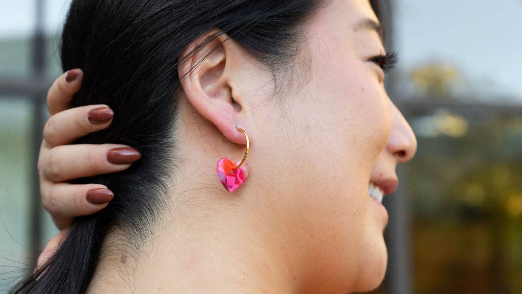 Sweetheart Hoops - Tickled Pink // Valentine's Day Earrings