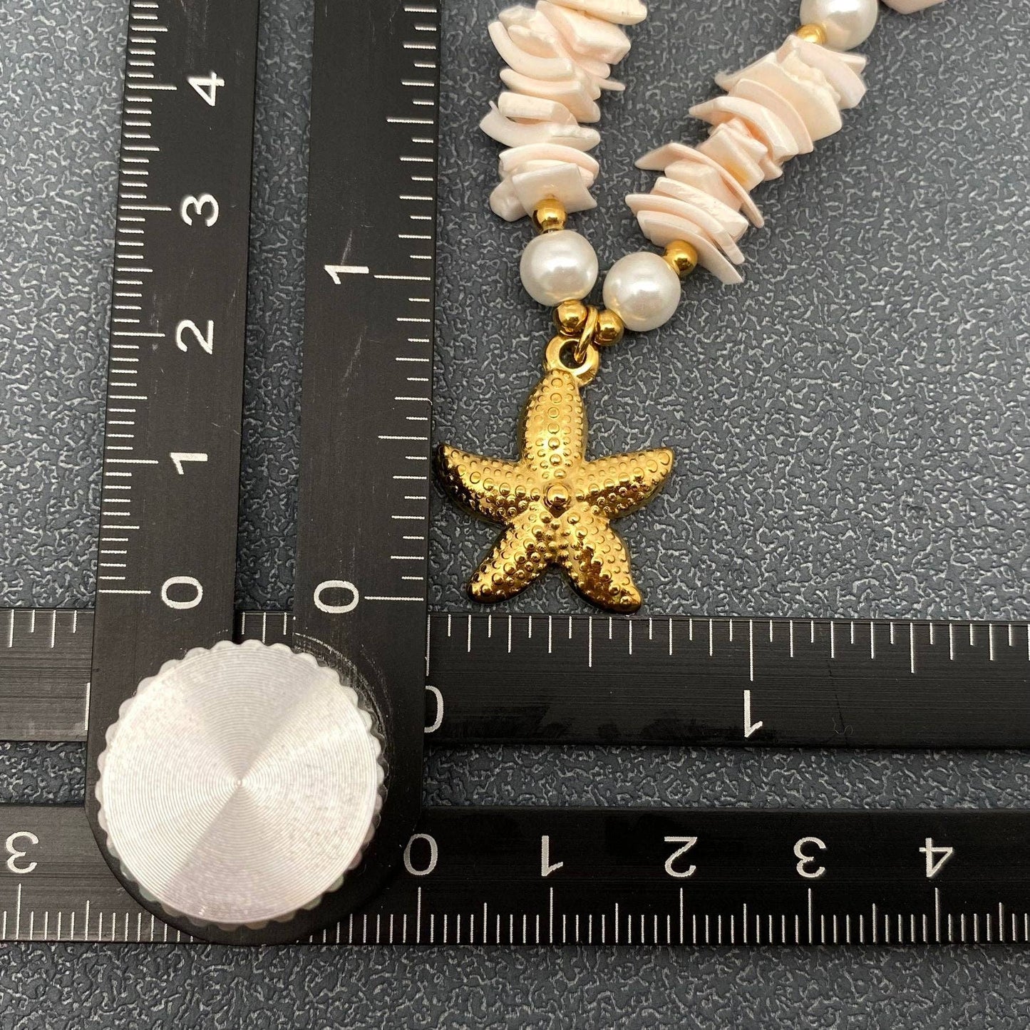 Starfish Charm Pearl & Shell Beaded 18K Golden Necklace -FGS