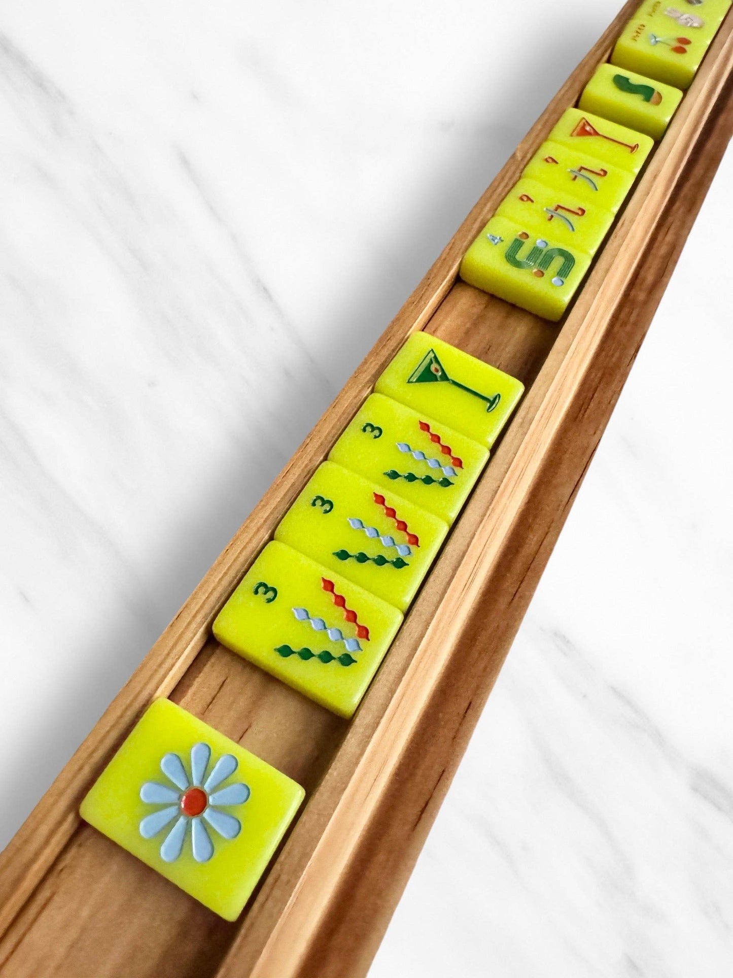 Mahjong Racks & Pushers (Set of 4): Oak