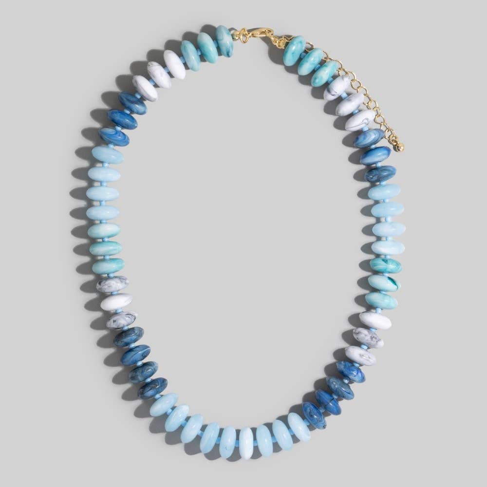 Marble Resin Disc Beaded Necklace: GDGRN