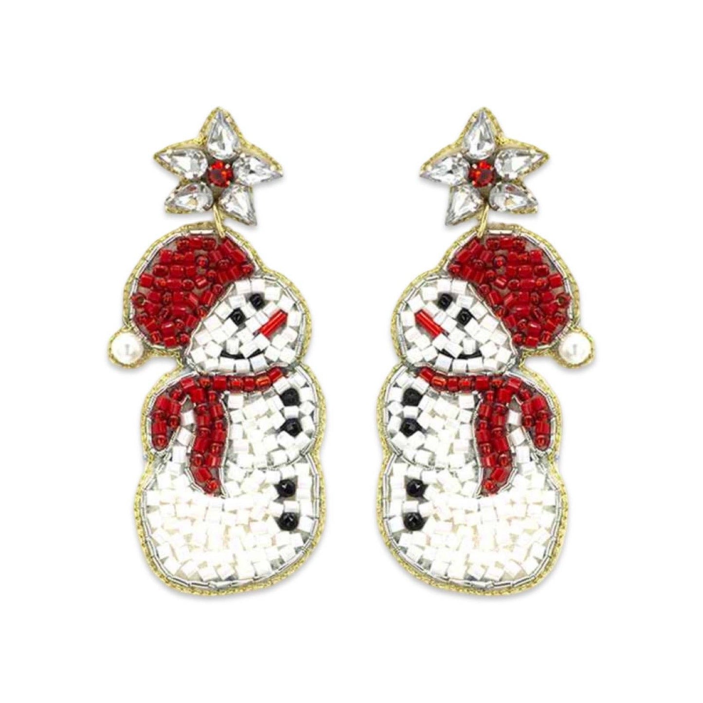 Beaded Snowman Earrings | Holiday Earrings | Christmas Earring