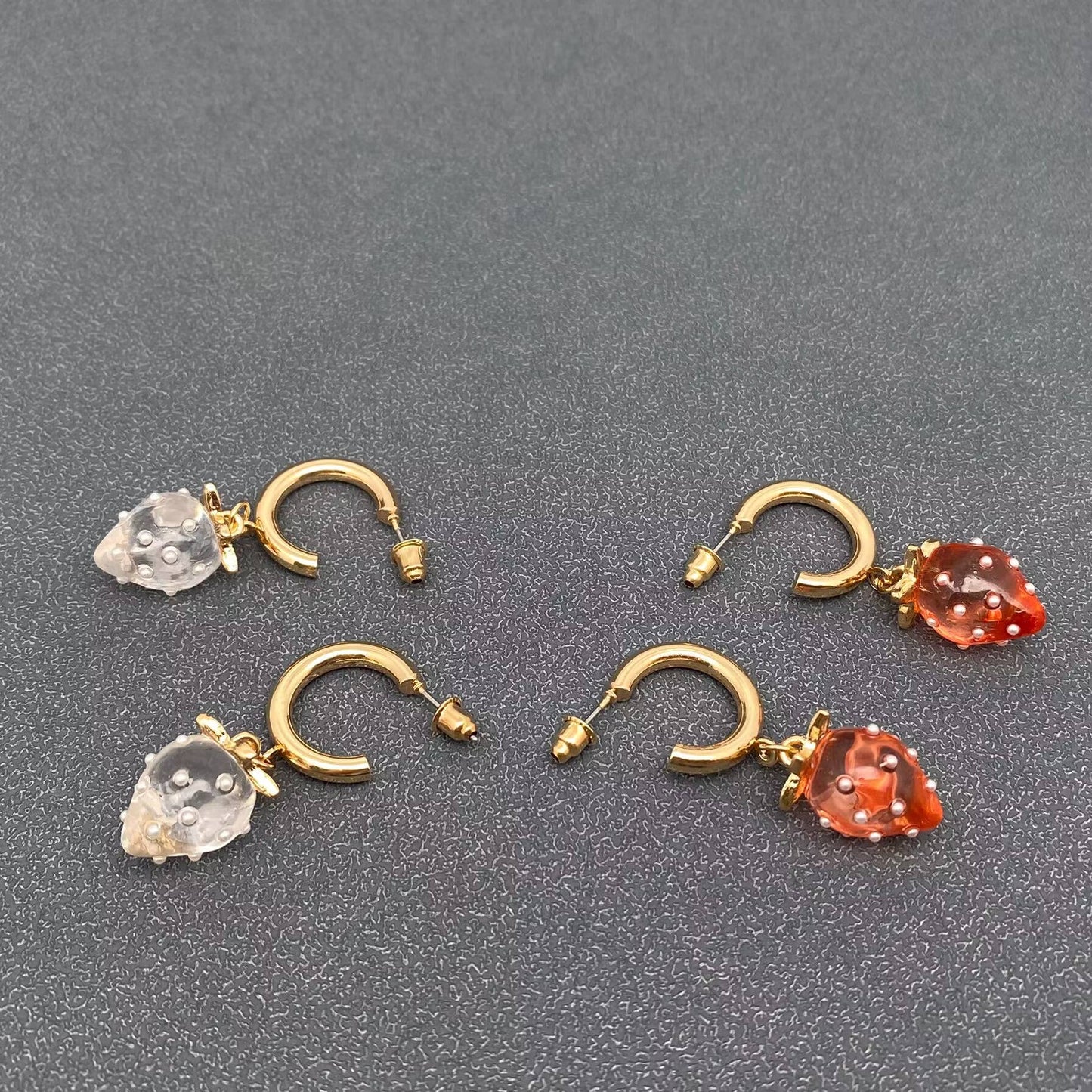 Strawberry Dangle Earrings: Red