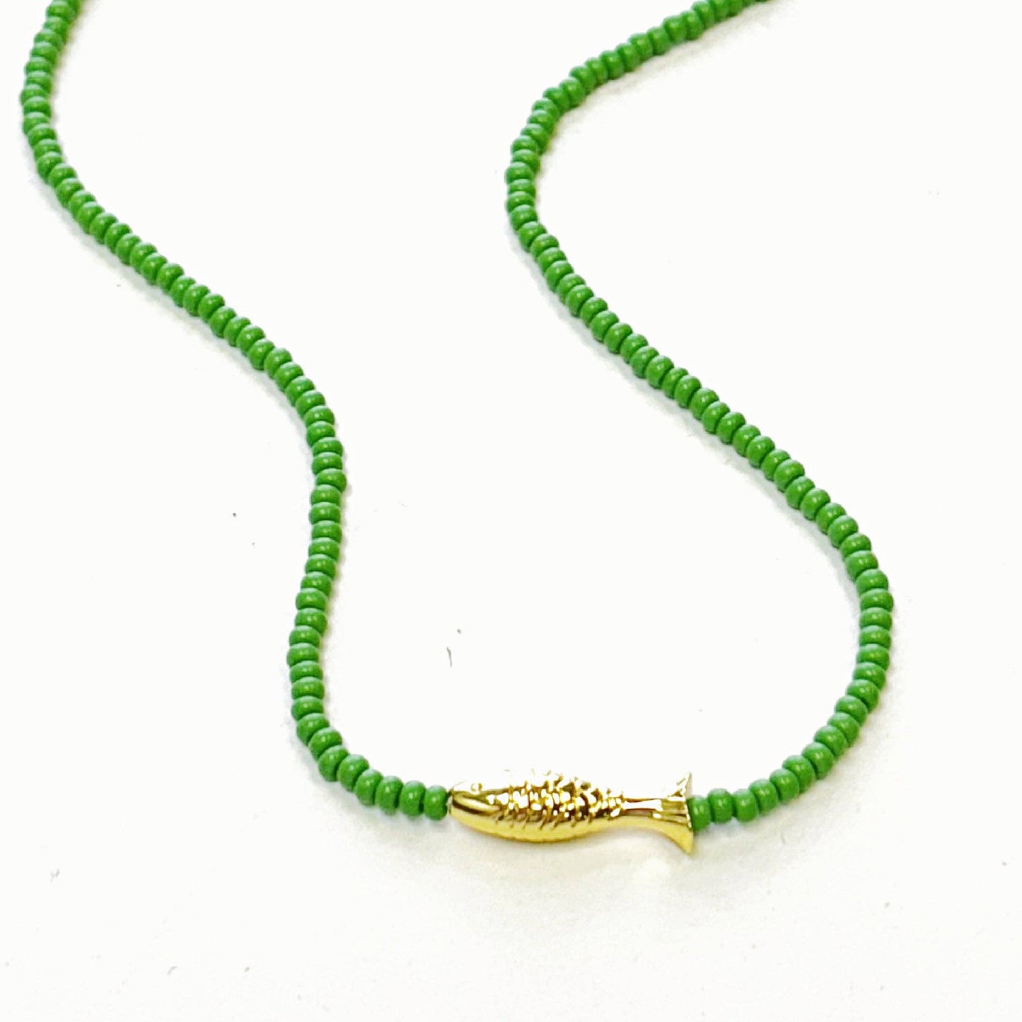Lucky Fish Beaded Necklace: Lilac