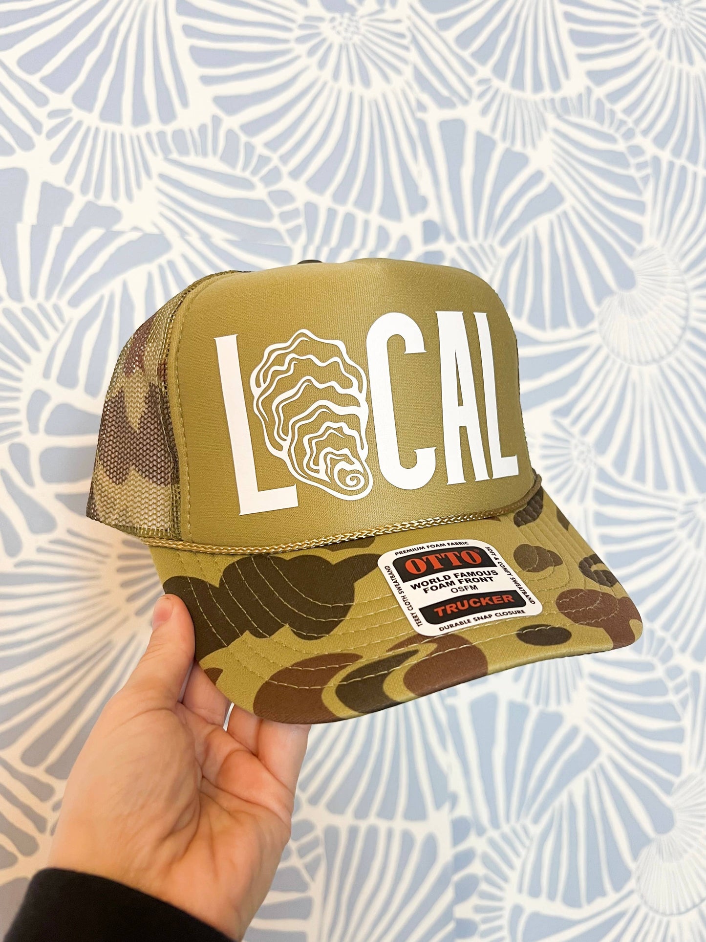 LOCAL Oyster Shell Trucker Hat: Light Blue