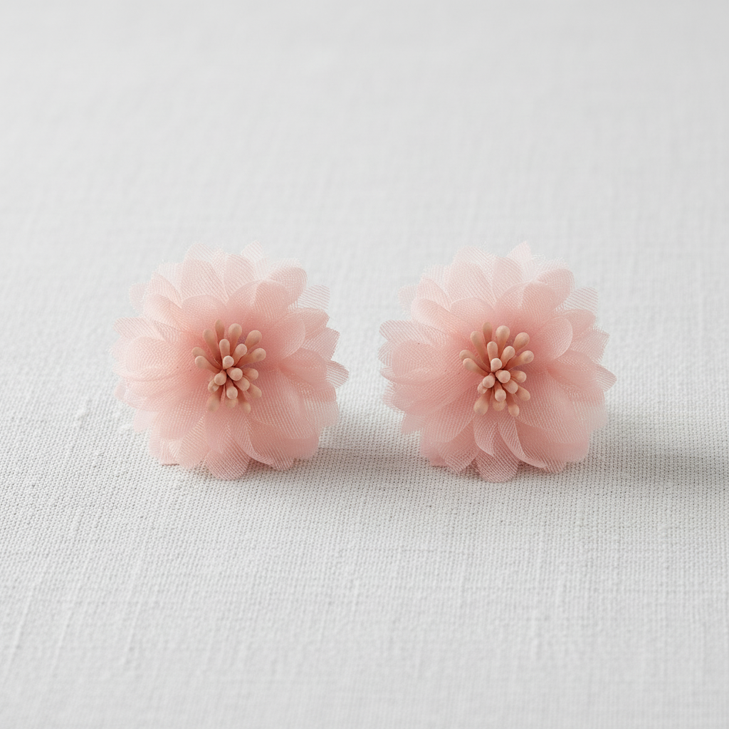 Chiffon Floral Stud Earrings