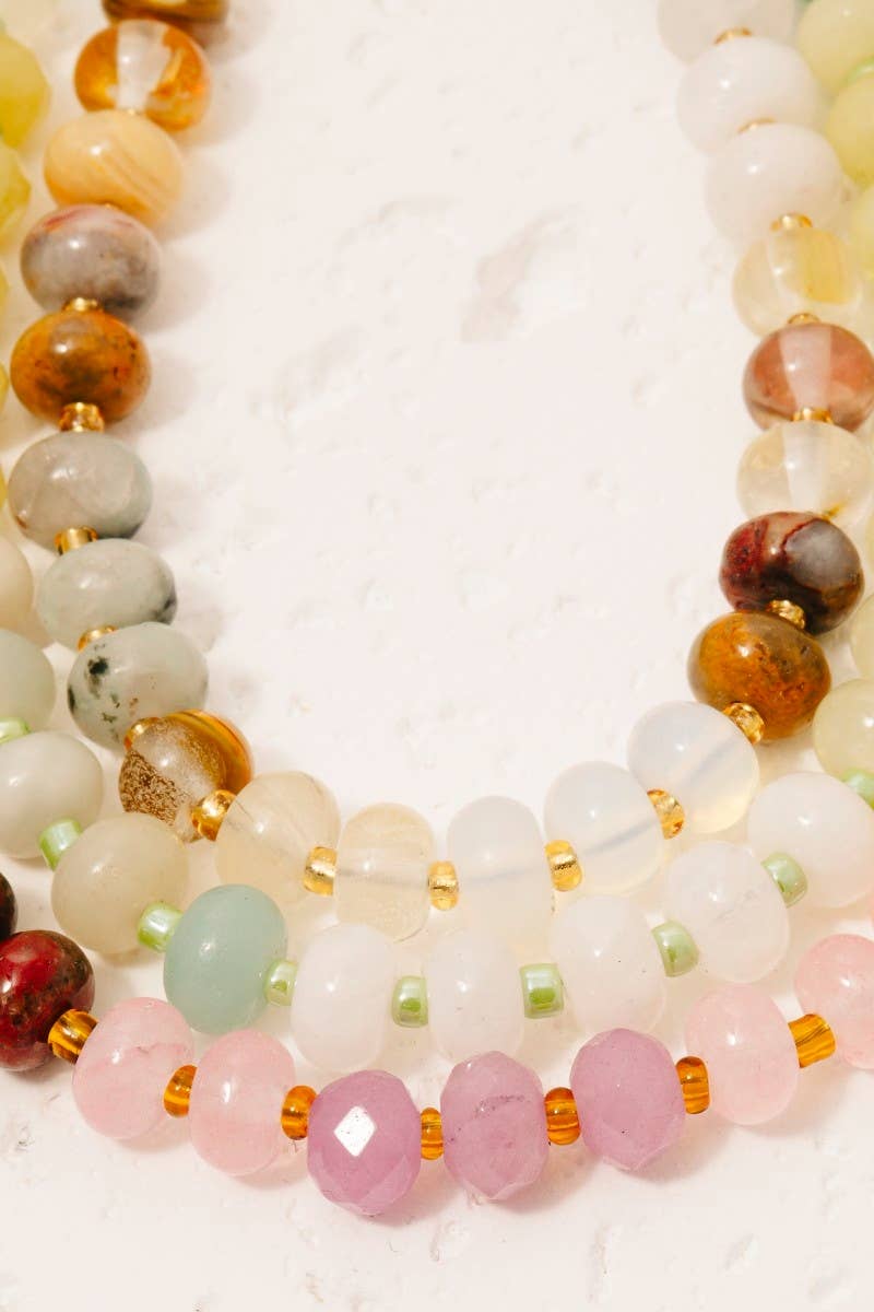 Gradient Stone Beaded Necklace: NTM