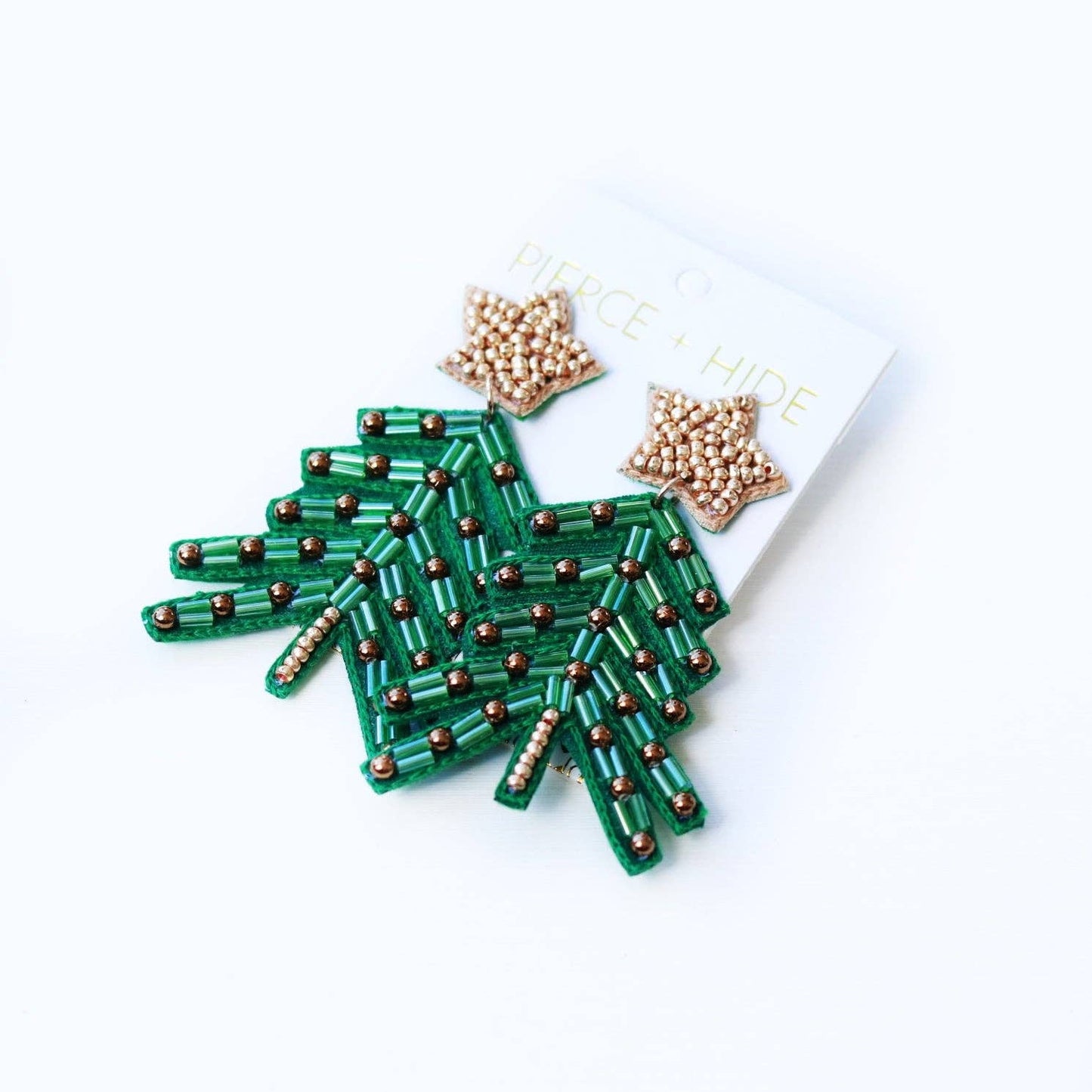 Custom Beaded Green Boho Christmas Tree Earrings| CHRISTMAS EARRINGS