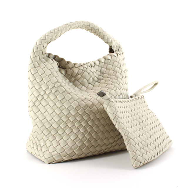 P23093 Small Nylon Woven Hobo Crossbody Bag w/Cosmetic Pouch: 07 Clay