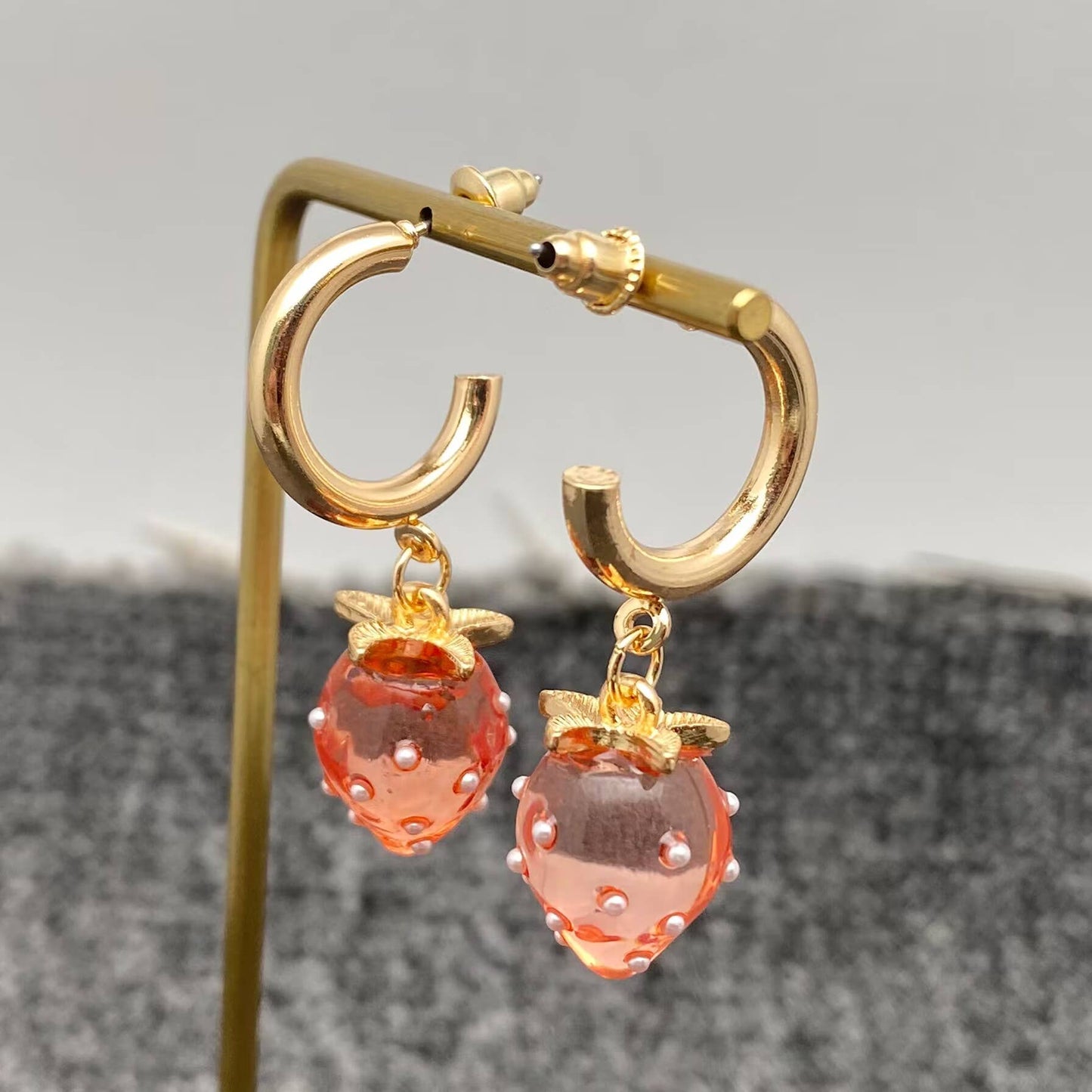 Strawberry Dangle Earrings: Red