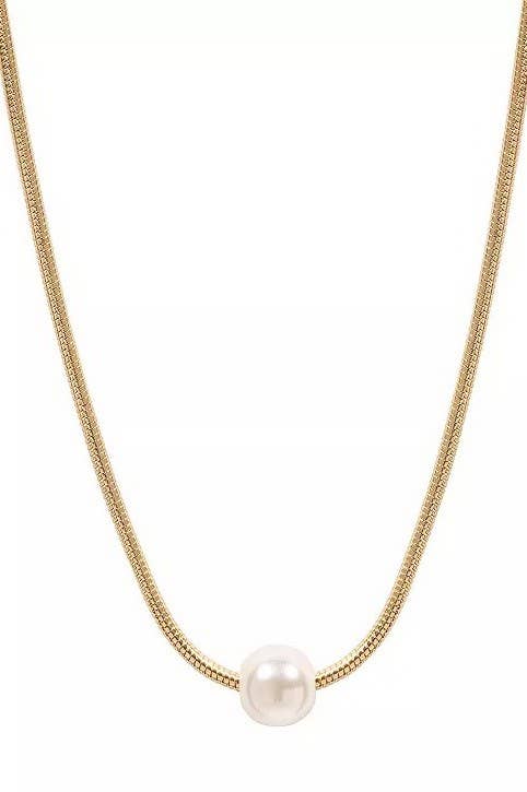 18K STAINLESS STEEL TARNISH FREE PEARL NECKLACE | 40NK9649: GOLD