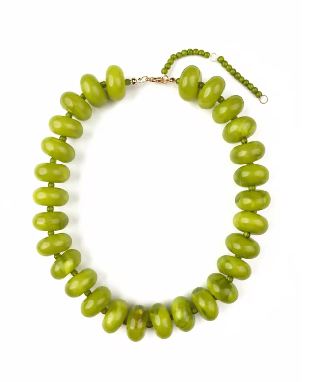 Polished Bead Statement Necklace | Apple Green