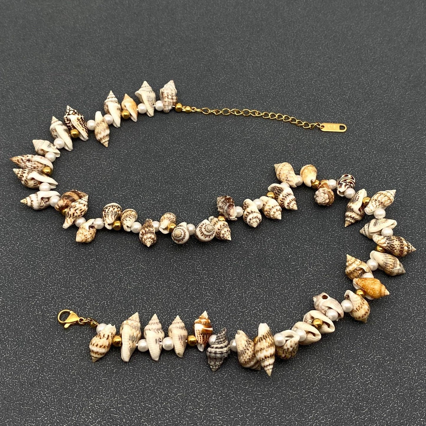 Conch & Pearl & Stainless Steel Beads Beaded Choker - FGS