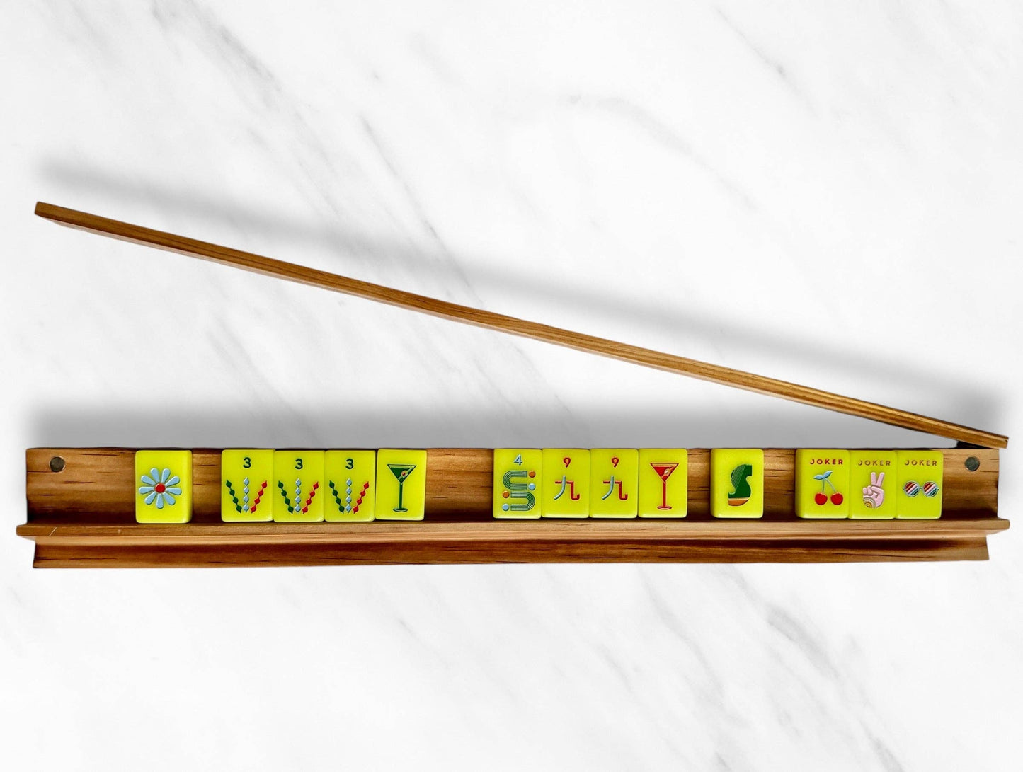 Mahjong Racks & Pushers (Set of 4): Oak