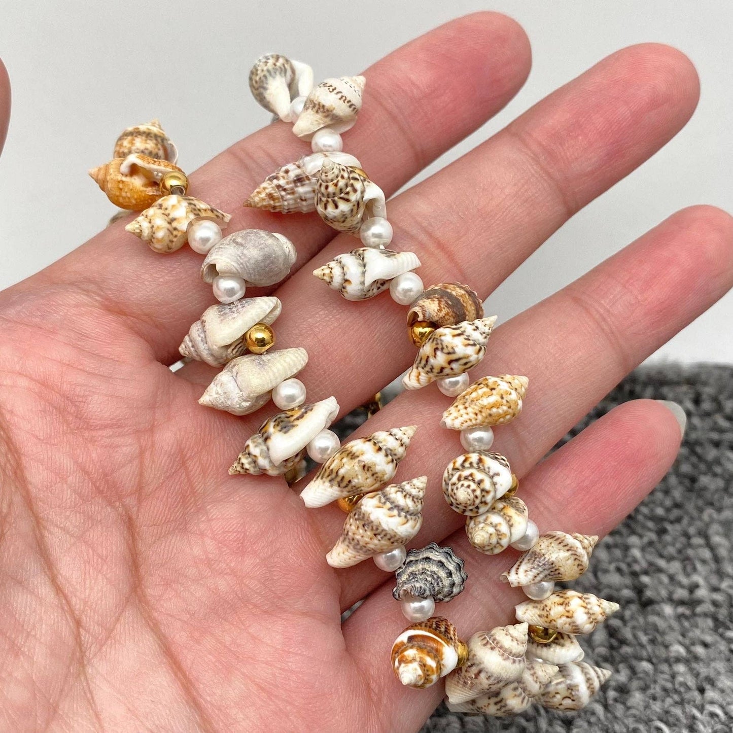 Conch & Pearl & Stainless Steel Beads Beaded Choker - FGS