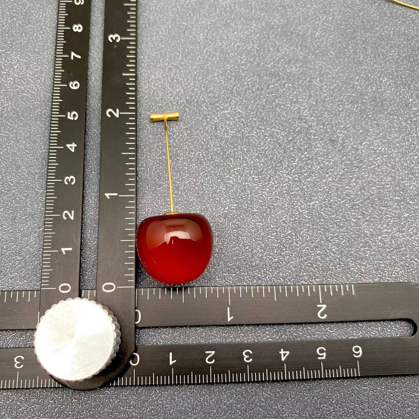 Creative Resin Cherry Charm 18K Gold Plated SS Earrings -FGS