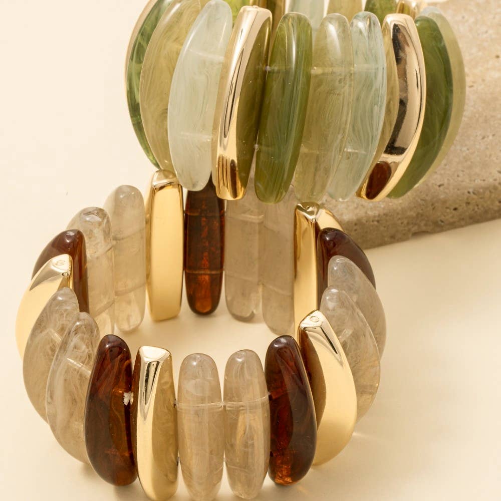 Metallic And Marble Resin Bangle Bracelet: GGN