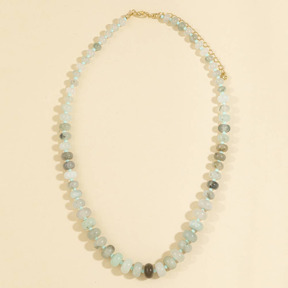 Rondelle Semi Precious Stone Beaded Necklace: LMUL