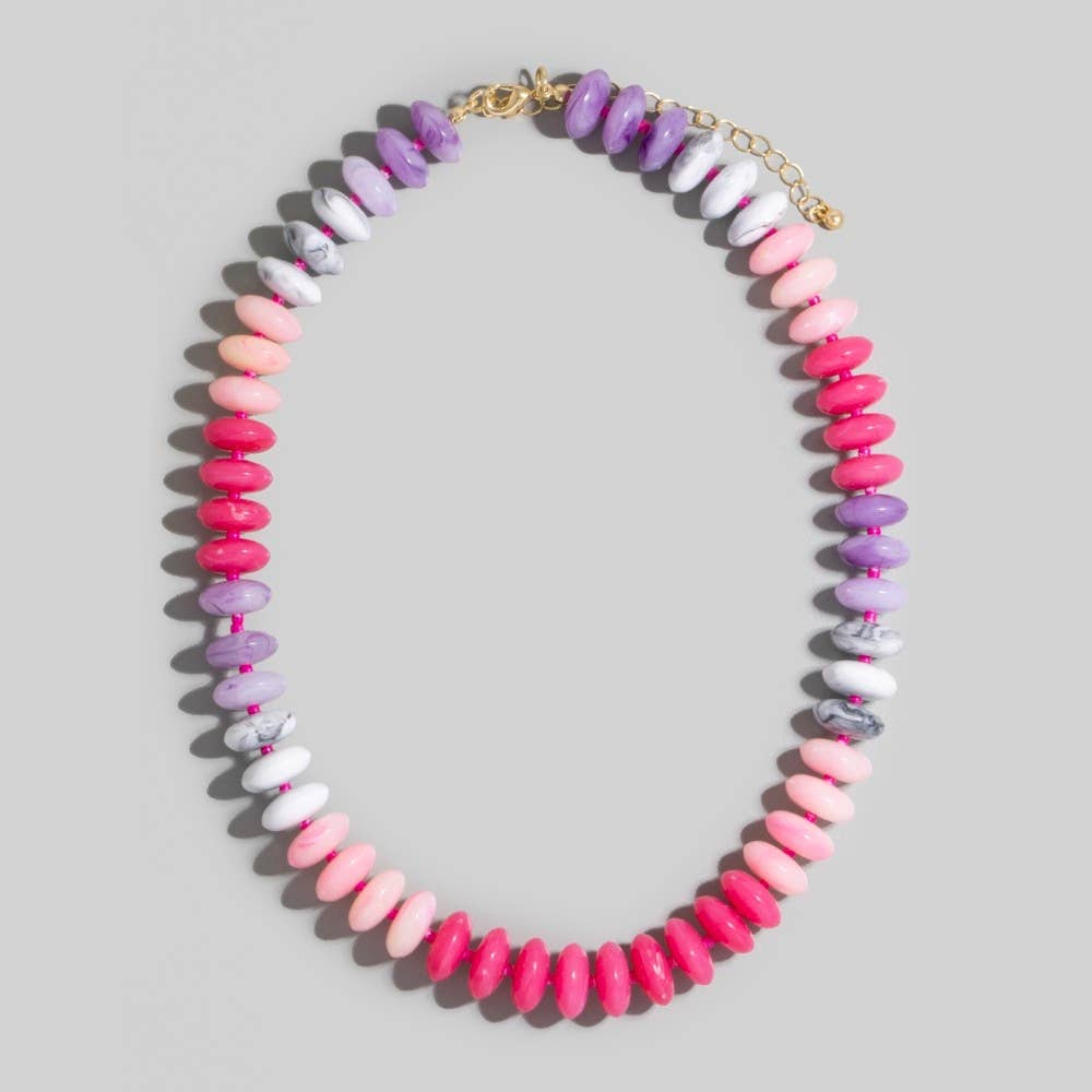 Marble Resin Disc Beaded Necklace: GDTQS