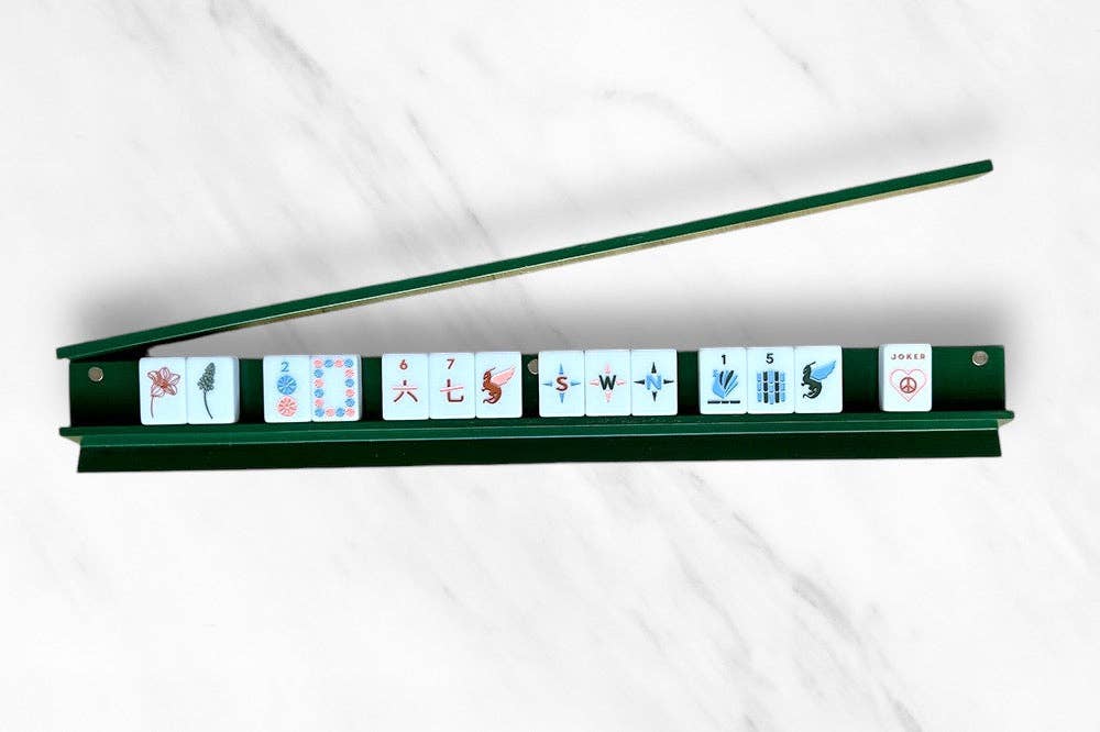Mahjong Racks & Pushers (Set of 4): Oak