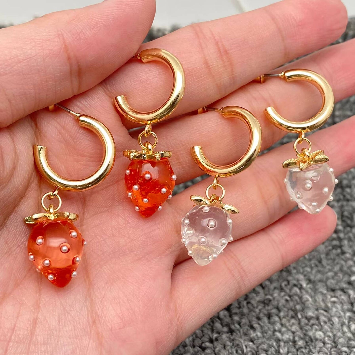 Strawberry Dangle Earrings: Red