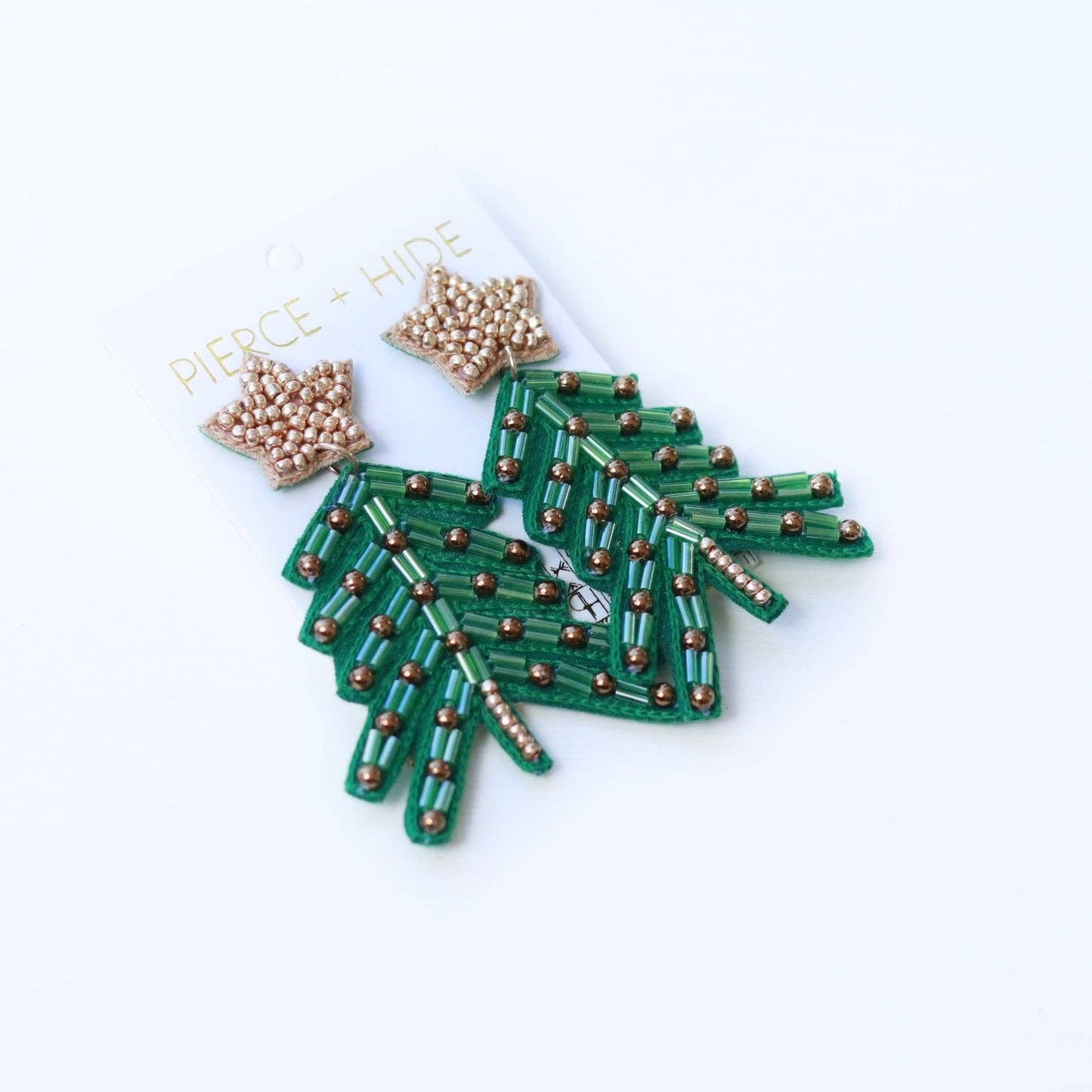 Custom Beaded Green Boho Christmas Tree Earrings| CHRISTMAS EARRINGS
