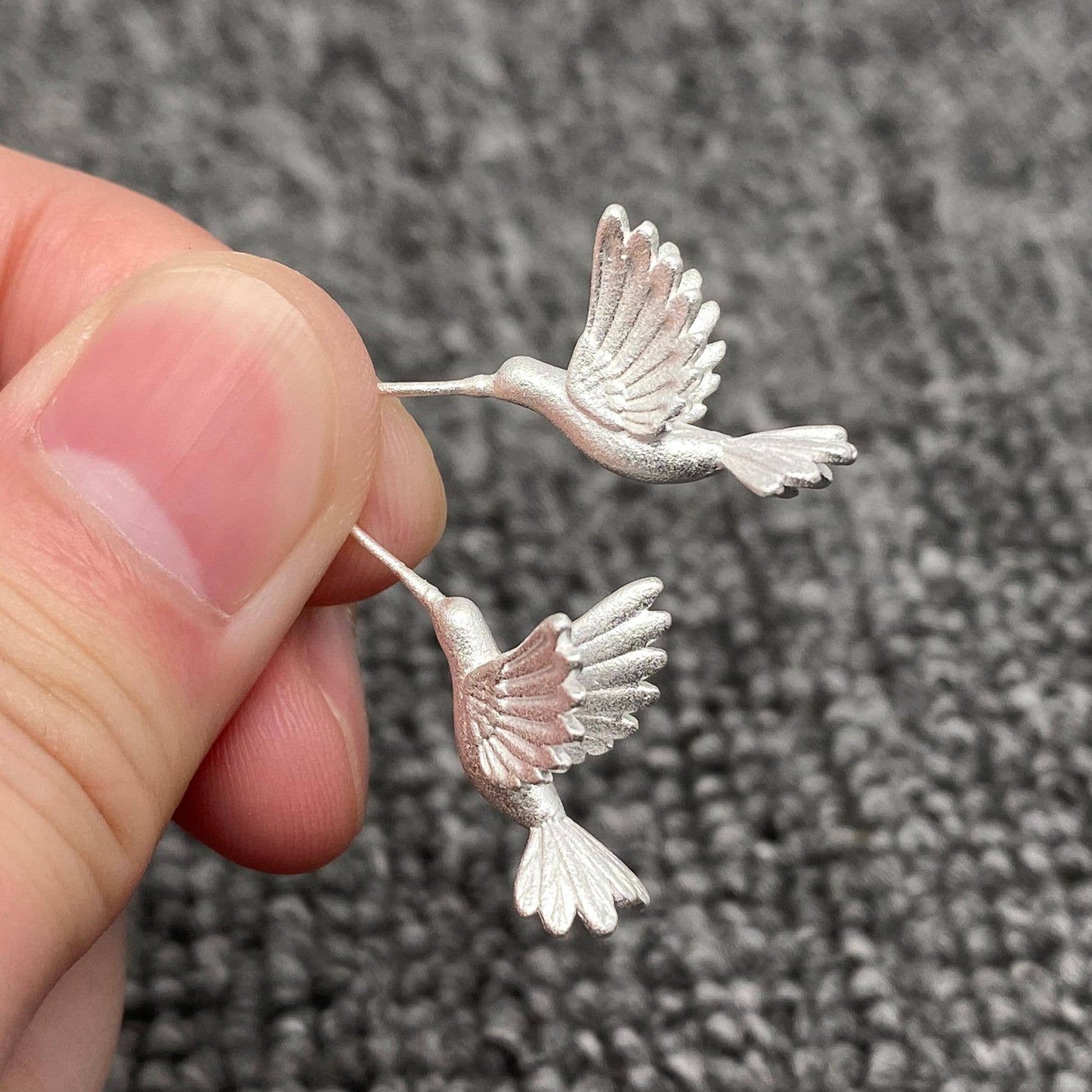 18K Gold Plated Hummingbird Ear Studs: Golden
