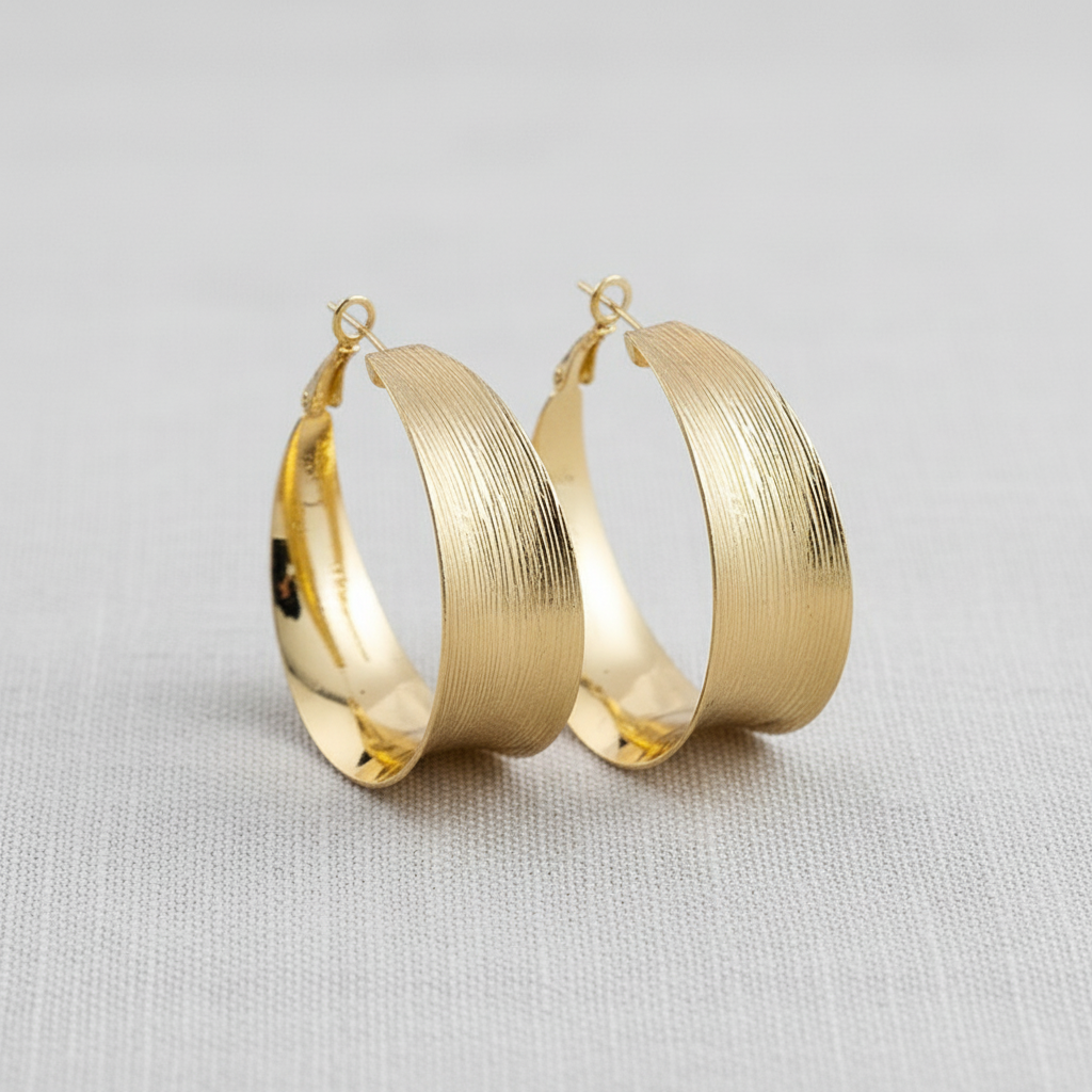 Exaggerated C-Shaped Textured Hoop Earrings