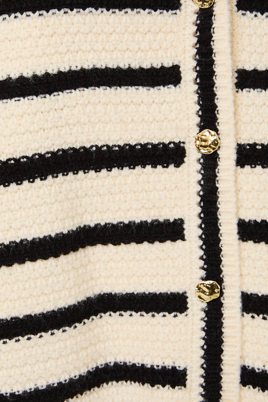 V-NECK BUTTON DOWN SLEEVELESS STRIPE SWEATER VEST: WHITE-BLACK STRIPE / S