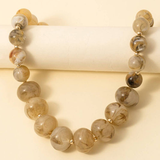Large Marble Resin Beaded Necklace: GNT