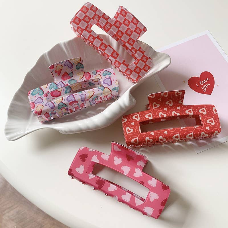 VALENTINE'S  DAY GIFT  HEART HAIR CLAW CLIPS | 40H887: D