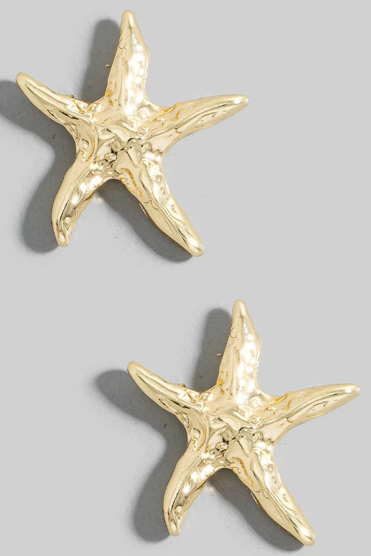 Textured Starfish Stud Earrings: GD