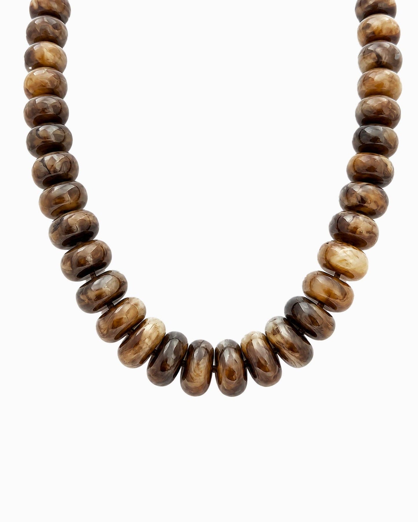 Chunky Marble Seed Bead Statement Necklace: Brown