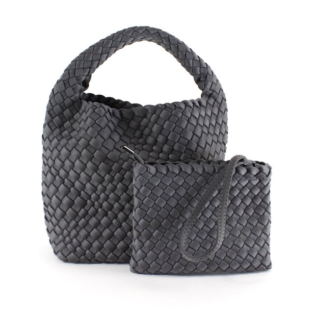 P23093 Small Nylon Woven Hobo Crossbody Bag w/Cosmetic Pouch: 07 Clay