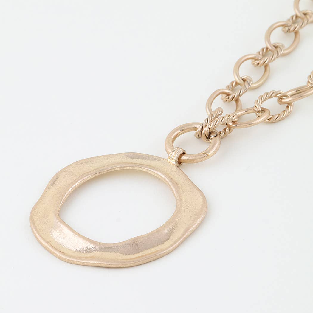 Hammered Loop Link Chain Necklace: GD
