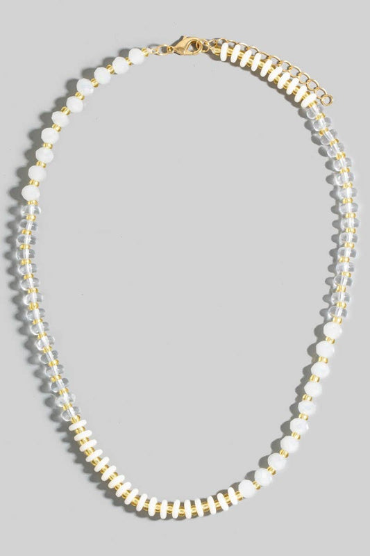 Stone And Glass Beaded Necklace: WHG1