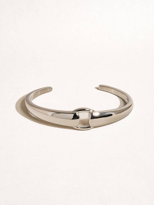 Freddy 18K Non-Tarnish Modern Hoop Bangle: Silver