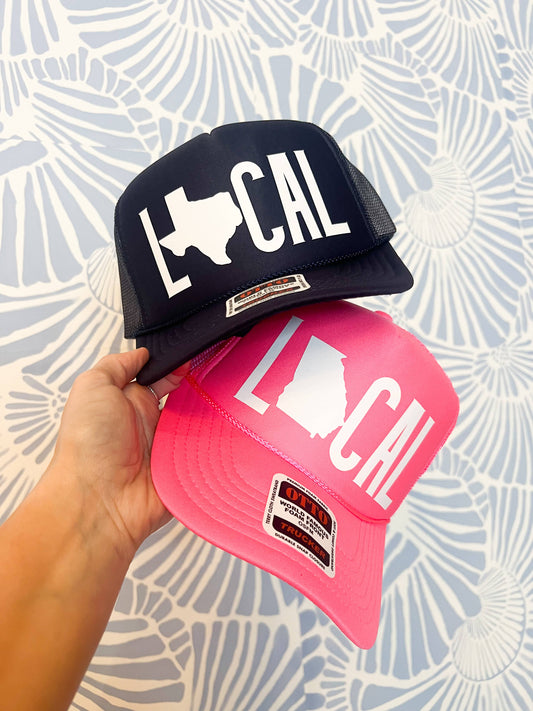 LOCAL Custom State Trucker Hat : Pink