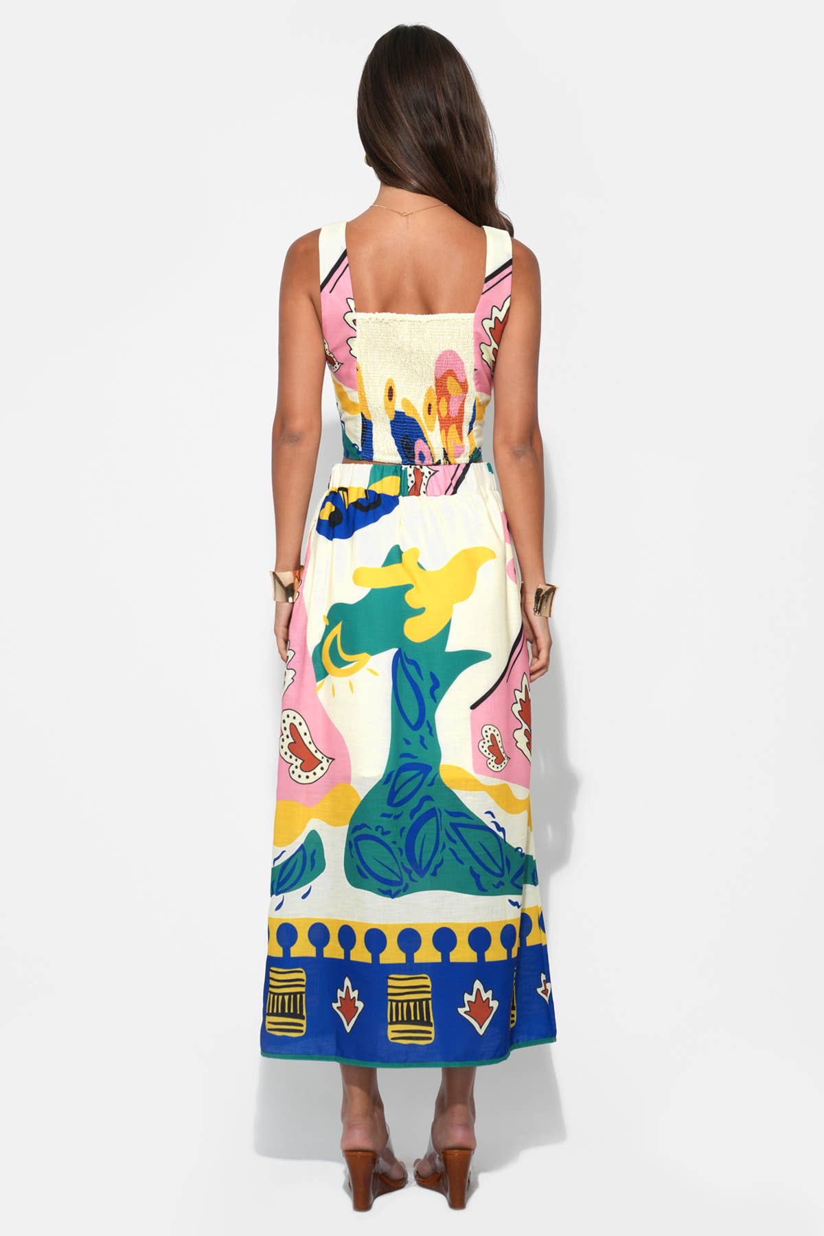 Annie Pull On Printed Skirt: Yellow/Blue / M