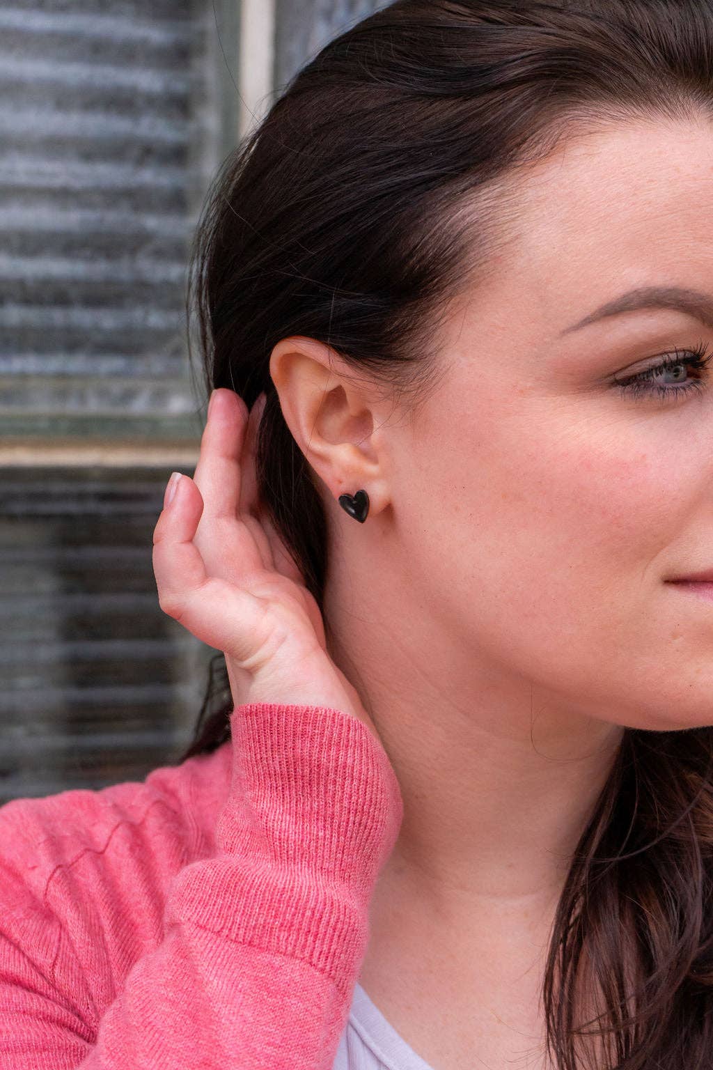 Hand Drawn Heart Studs - Black // Jewelry, Earrings, Valentine's