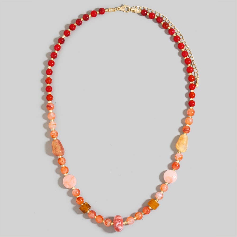 Red Tones Epoxy Beaded Necklace: MRD