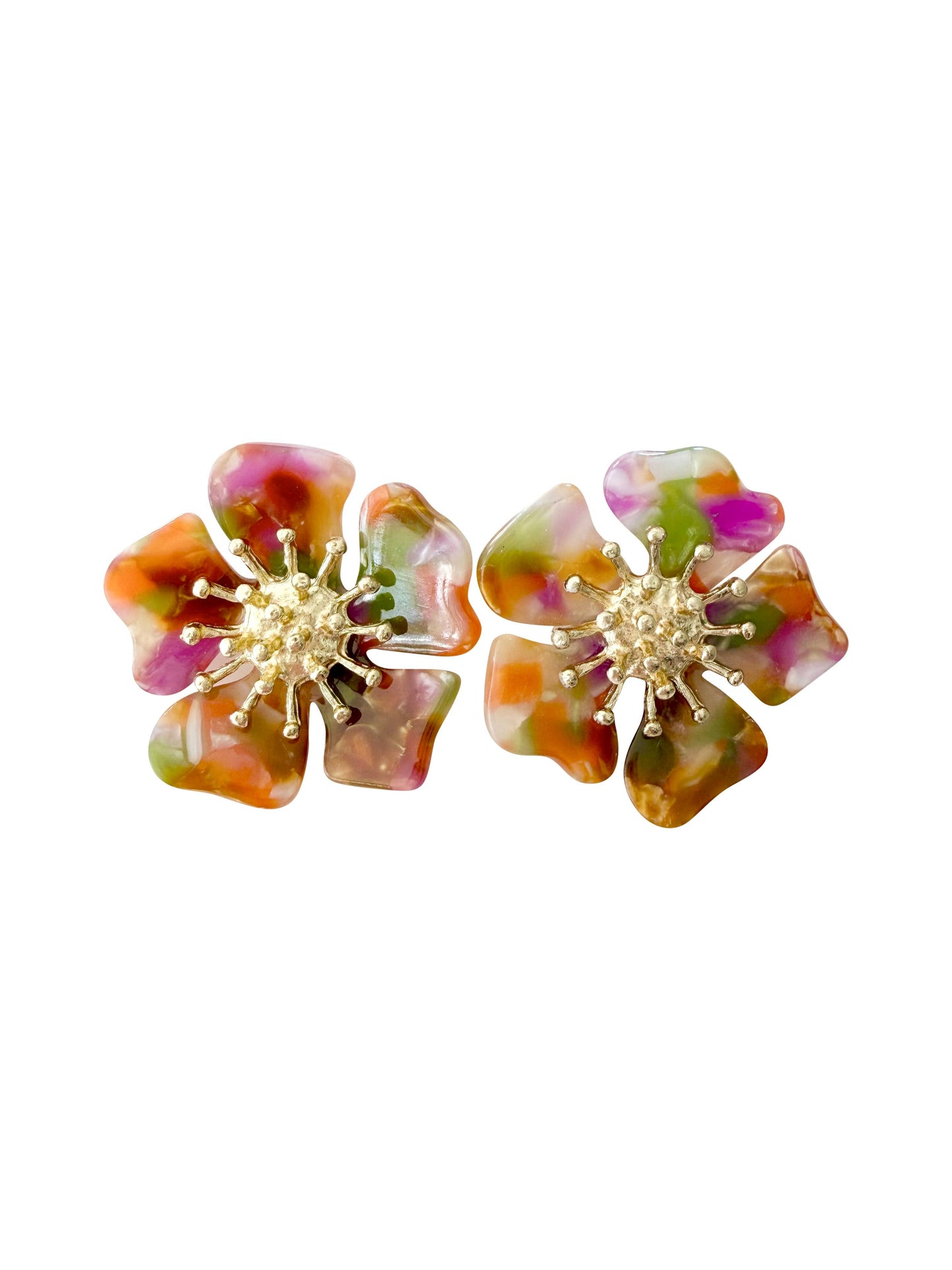 Torunn Flower Earrings- Orange Mix