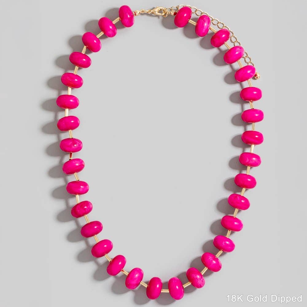 Gold Dipped Bars And Resin Beads Necklace: GDTQS