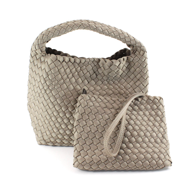 P23093 Small Nylon Woven Hobo Crossbody Bag w/Cosmetic Pouch: 07 Clay