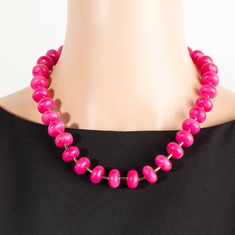 Gold Dipped Bars And Resin Beads Necklace: GDGRY