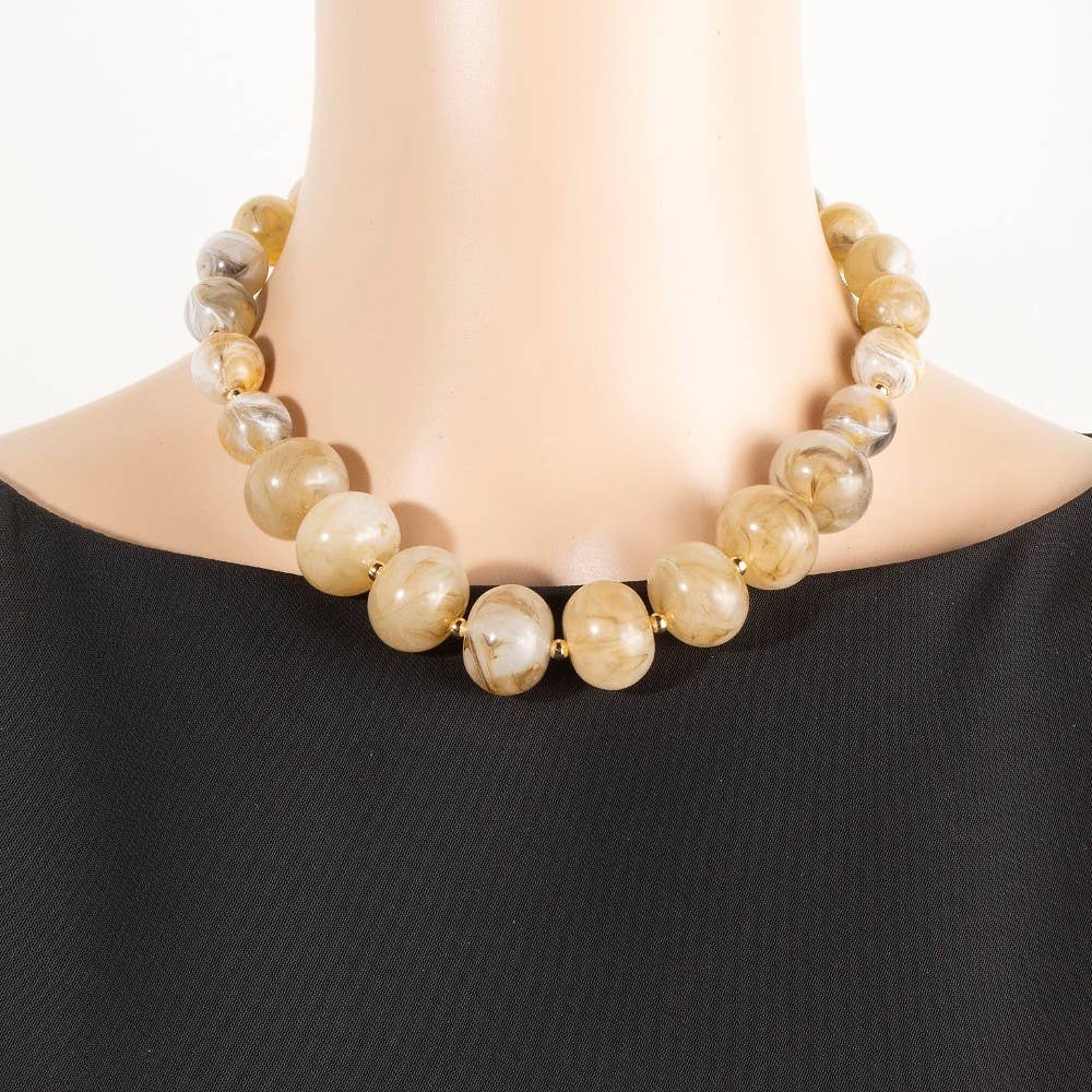 Large Marble Resin Beaded Necklace: GNT