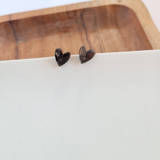 Hand Drawn Heart Studs - Black // Jewelry, Earrings, Valentine's