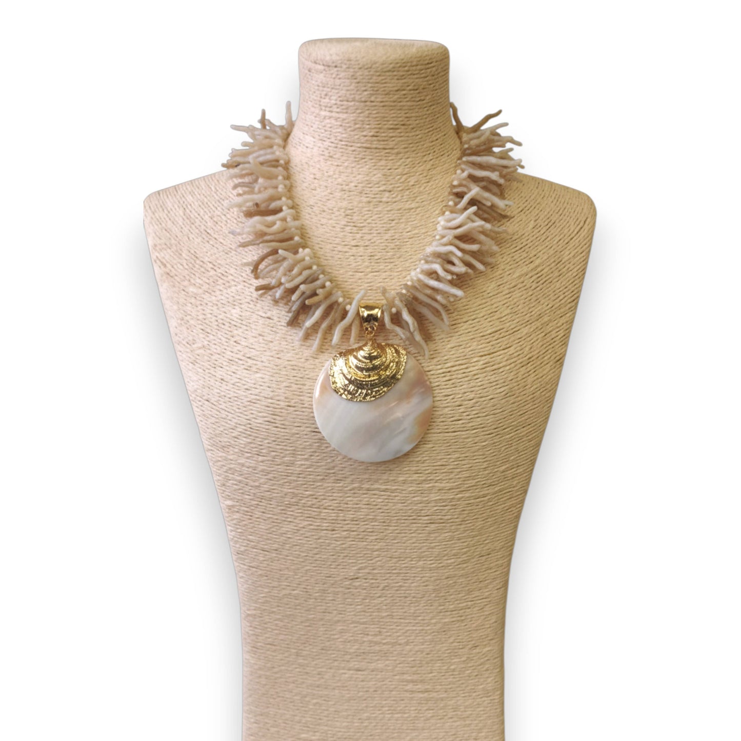 White Coral Branch Shell Necklace | Handmade Statement Jew