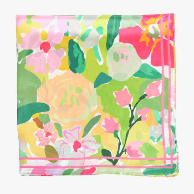 S26077 100% Polyester Lightweight Square Scarf: 02 Green