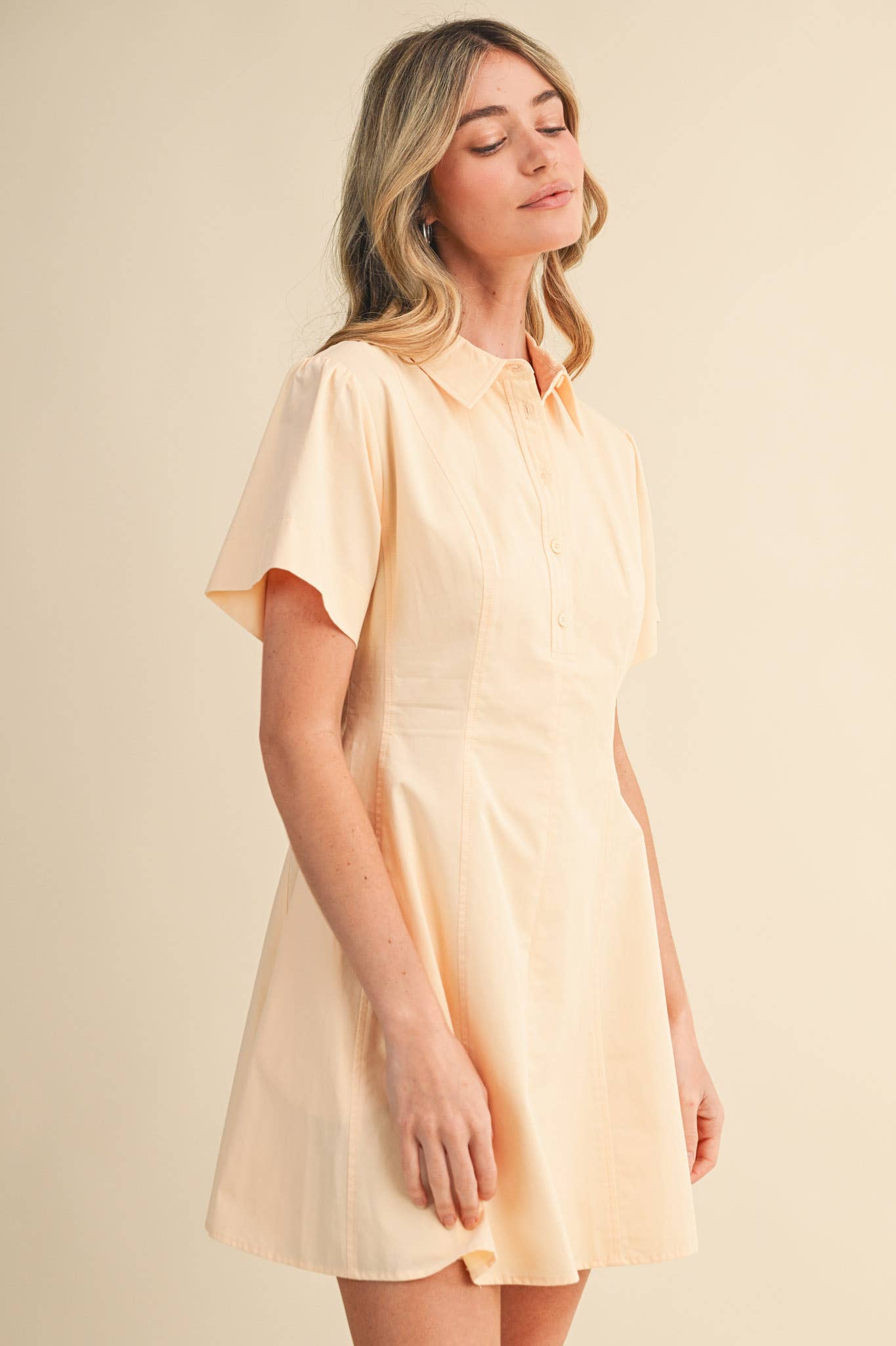 FIT AND FLARE SHORT SLEEVE MINI DRESS MDR4853: TEABERRY / M