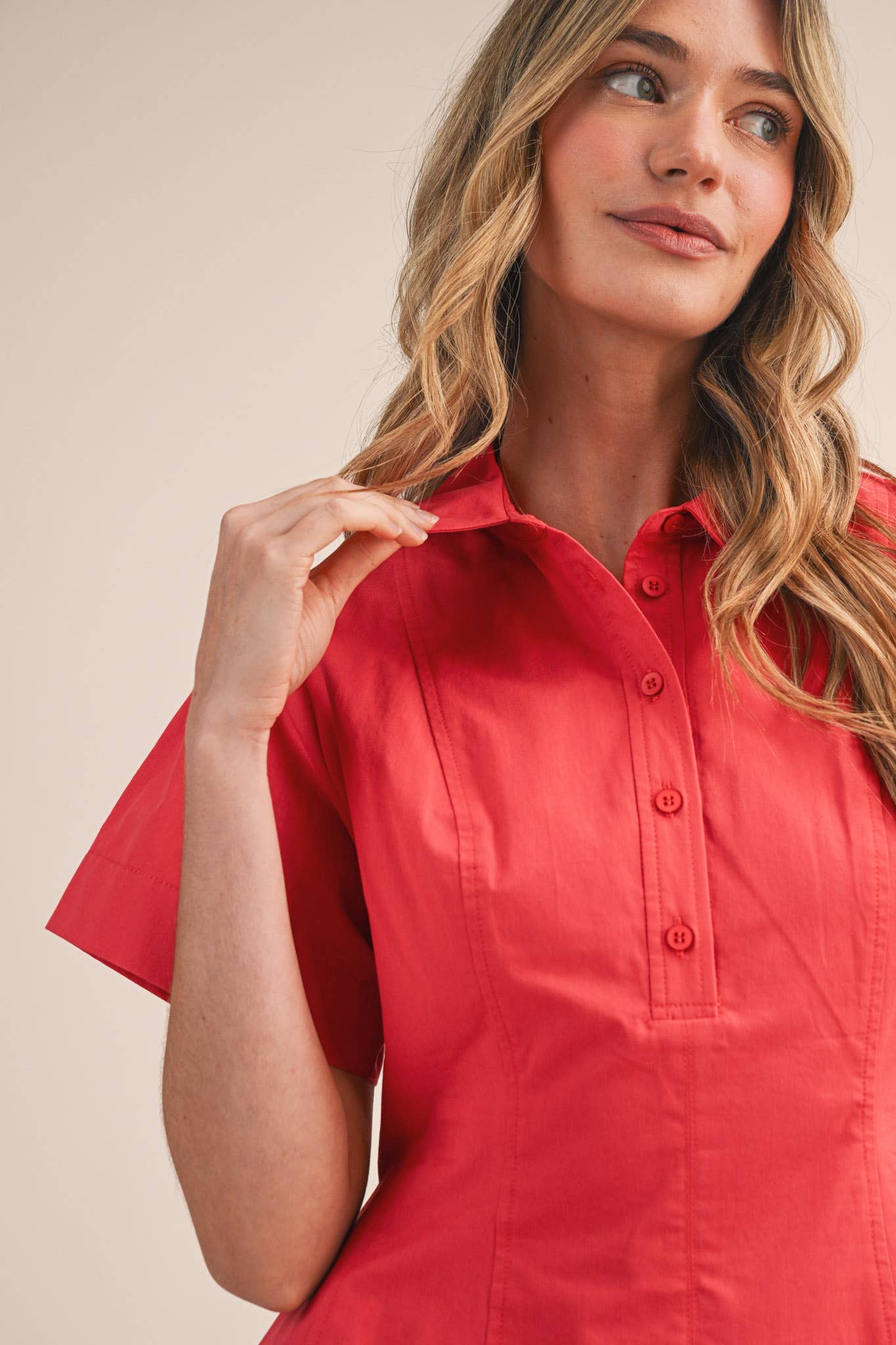 FIT AND FLARE SHORT SLEEVE MINI DRESS MDR4853: TEABERRY / M